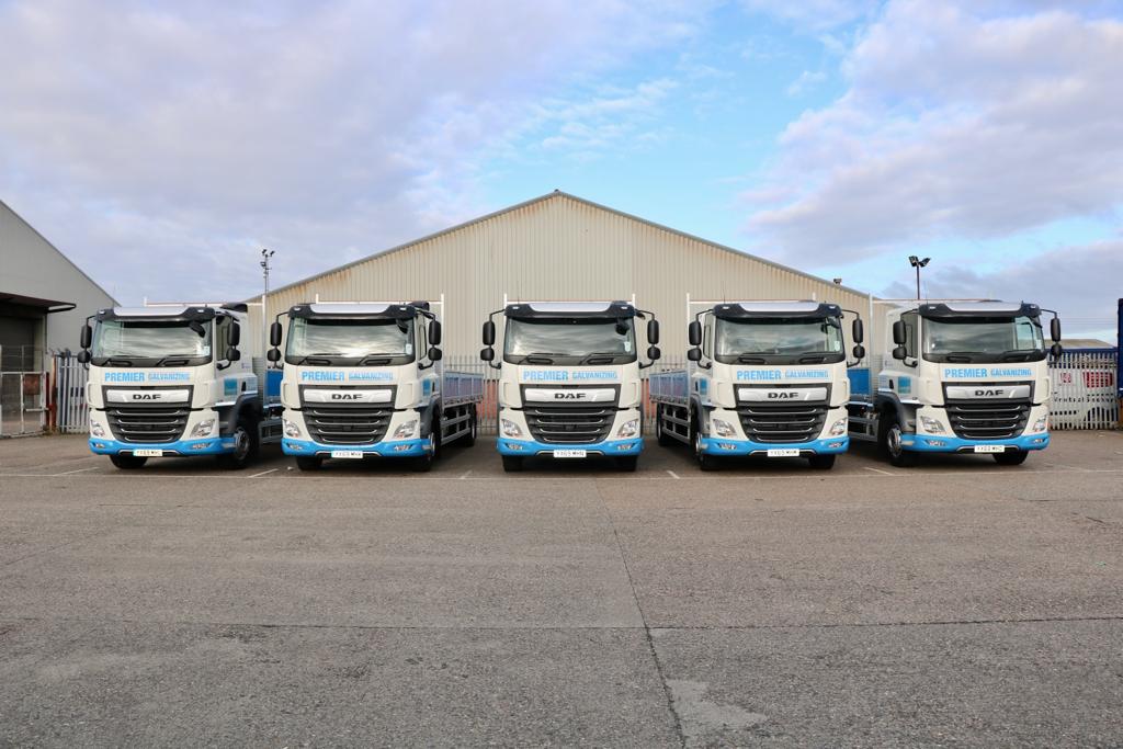 Premier Galvanising trucks all lined up. 
